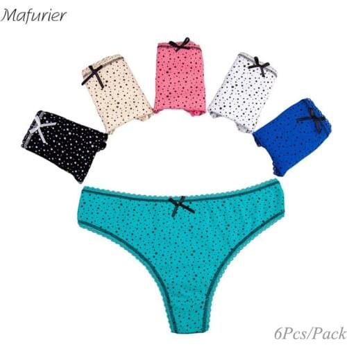 Mafurier Free Shipping 2018 New Arrival Women Sexy Cotton Panties Underwear Lady Comfort Thong G-String Girl lingeries 6pcs/lot