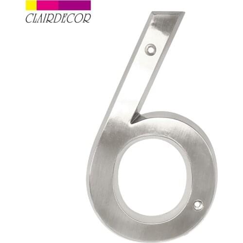 Brushed Nickel 152mm Very Big House Number Door Address Number Zinc Alloy Screw Mounted Outdoor Address Sign # 6