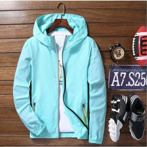 2020 New Men Autumn Bomber Jacket Women Casual Solid Windbreaker Zipper Thin Hooded Coat Slim Fit Jacket Outwear Male