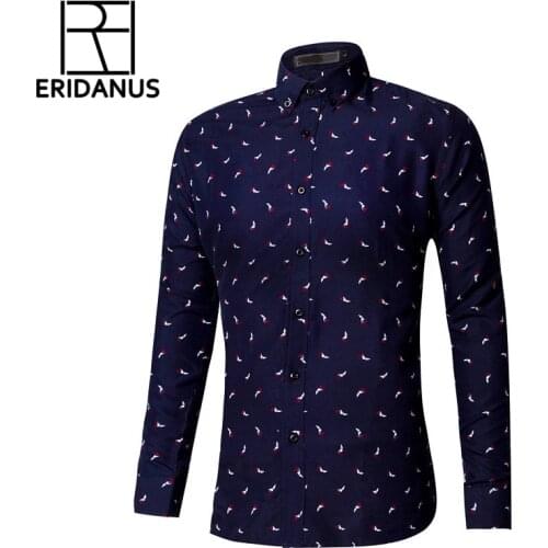 Mens Business Elite Shirts 2016 Spring New Arrival Fashion Printing Casual Slim Fit Breathable Comfort Long Sleeve Shirt M337