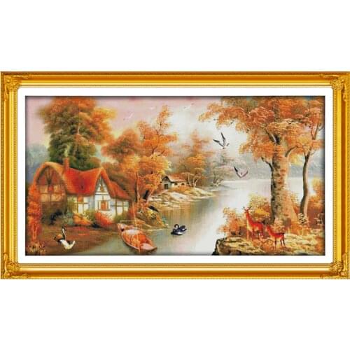 With mountain and river counted 11CT 14CT DIY kit Chinese wholesale Cross Stitch embroidery needlework Sets home decor