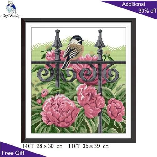 Joy Sunday Bird On The Fence Cross Stitch DA265 14CT 11CT Counted and Stamped Home Decor Bird Wholesale Cross Stitch Kits