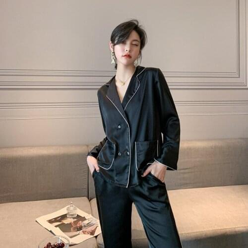New style lovers' pajamas womens spring and autumn long sleeve rayon coat double breasted home clothes online home clothes
