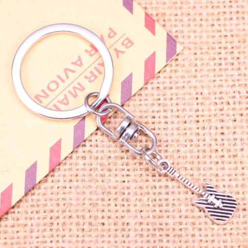 New Fashion Keychain 25x9mm electric guitar Pendants DIY Men Jewelry Car Key Chain Ring Holder Souvenir For Gift