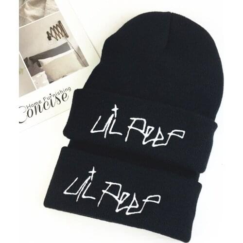 Lil Peep Embroidery Knitted Hat Solid Color Unisex Letter Beanie Hat Men Women Winters Cap Skullies