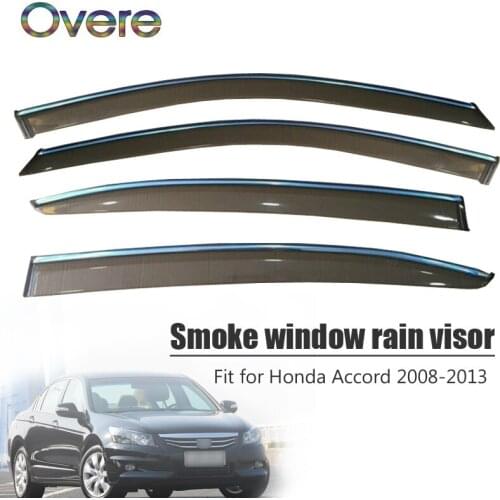 Overe 4Pcs/1Set Smoke Window Rain Visor For Honda Accord 2008 2009 2010 2011 2012 2013 Awnings Shelters Guard Accessories
