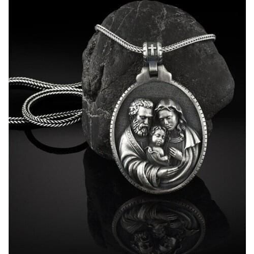 Child Jesus Heavenly Father Mother Holy Family pendant necklace men Catholic Christian Man chain necklace Jewelry on the neck