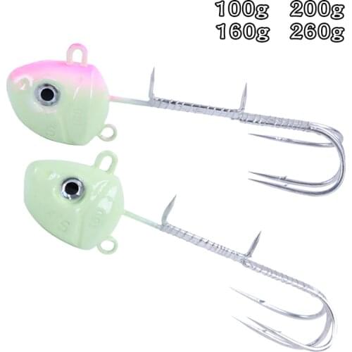 Swimbait Jig Head 3D Eyes Fish Hooks 100g 160g 200g 260g Bass Crappie Fishing Jigging Lure With Triple Hooks Fishing Tackle