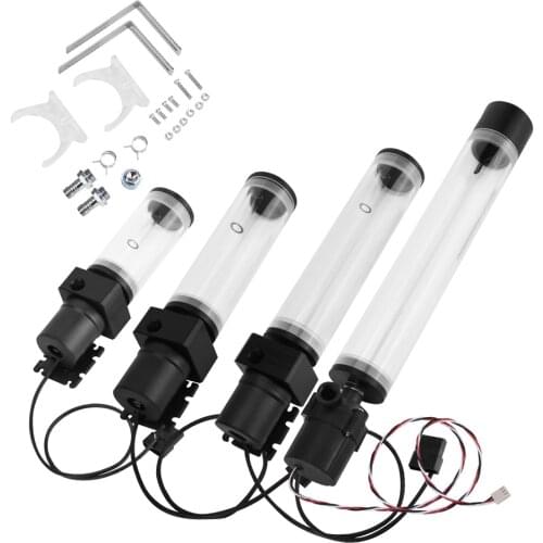 800L/H Water Cooling Pump Water Reservoir Acrylic Cylinder Water Cooling Tank G1/4 Thread 110mm 160mm 210mm 300mm Optional