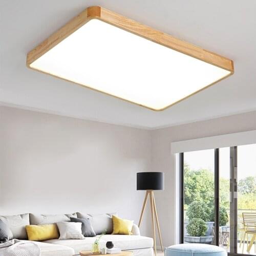 Remote Control Ceiling Lamp Square Wooden Hallway Ceiling Light for Home Bedroom Kitchen Surface Mount Bedroom Led Light Fixture