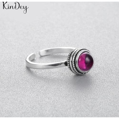 Romantic Charming Open Red Crystal Ball Ring for Women Vintage Boho Knuckle Party Rings Gothic Punk Jewelry Gifts for Girls 2021