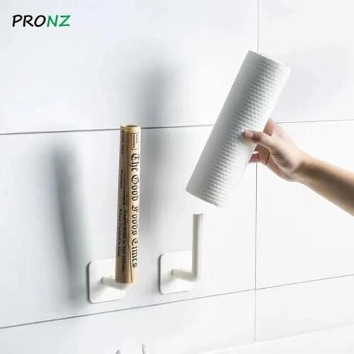 2Pcs Self-adhesive Kitchen Paper Holder Tissue Rack Wall-Mounted Multifunctional Punch-Free Storage Rack Cabinet Paper Roll Hold