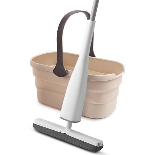 Yocada Flat Mop Mop with Foldable Bucket Free Hand Washing Lazy Mop Squeeze Mop for Wooden Floor Mop Household Cleaning Tool