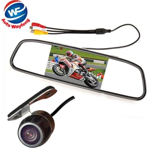 Auto Parking Assistance System 2 in 1 4.3 Digital TFT LCD Mirror Car Parking Monitor + 170 Degrees Mini Car Rear view Camera