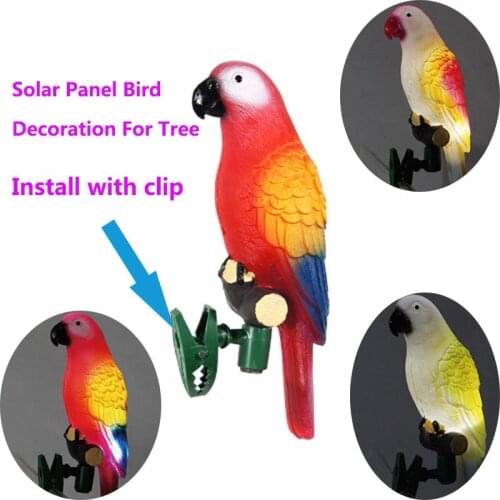 Solar Power LED Light Bird Parrot Lamp With Clip Night Lights for Outdoor Garden Path Ornament C66