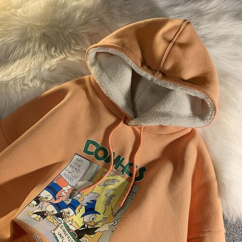 Graffiti Cartoon Printed Sweatshirt Men Women Harajuku Woolen Hoodie New Hip Hop Fashion Pullover Loose Warm Top