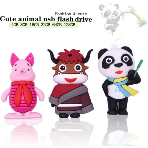USB stick memory stick pendrive 128gb usb flash drive 4gb 8gb 16gb 32gb cartoon Panda/pig pen drive creative gift cle usb2.0