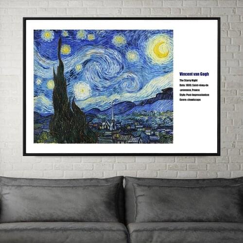 Vincent Van Gogh Starry Night Art Prints Exhibition Vintage Canvas Poster Abstract Painting Wall Pictures for Living Room
