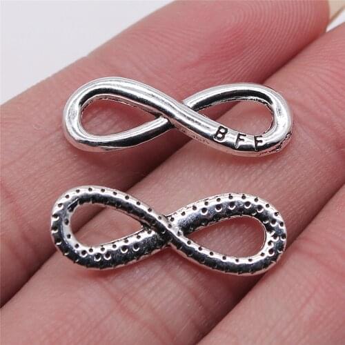 WYSIWYG 20pcs Connector Charms Bff Infinity Symbol 8x24mm Antique Silver Color For Jewelry Making DIY Jewelry Accessories
