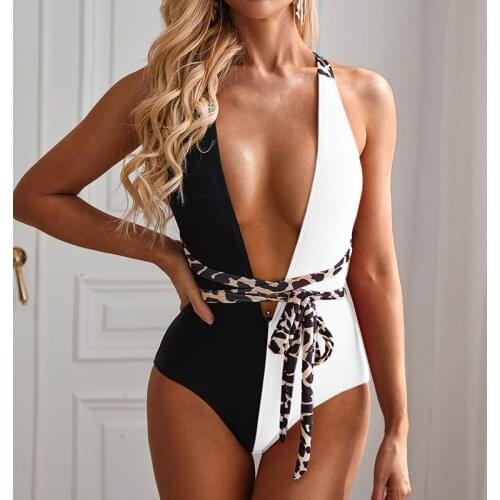 2021 New Sexy One Piece Swimsuit Women Monokini Pure Color Lace Sexy Deep V Backless One-piece Swimsuit Beach Swim Suit