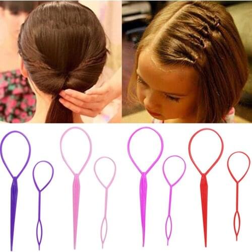 1Pair/2Pcs Popular 5 Colors Ponytail Creator Plastic Loop Styling Tools Fashion Pony Tail Clip Hair Braid Styling Tools