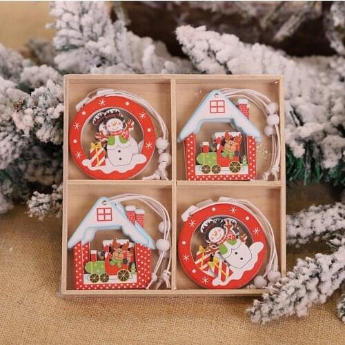 12Pcs Christmas Snowflakes Wooden Pendants Christmas Tree Decorations New Year Ornaments Christmas Decorations for Home Navidad