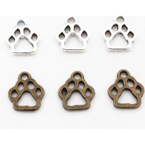 20pcs Charms dog paw 13x11mm Tibetan Silver Plated Pendants Antique Jewelry Making DIY Handmade Craft