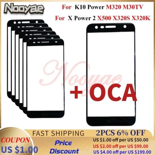 Digitizer LCD Display Front Glass Panel For LG K10 Power M320 X Power 2 X500 Touch Screen Sensor Outer Glass lens + OCA 5pcs/lot