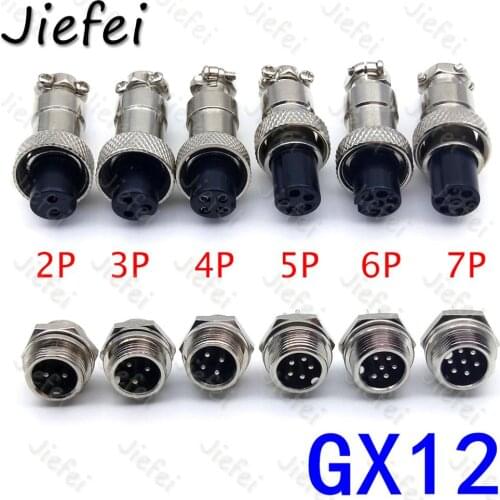 50Set GX12 2 3 4 5 6 7 Pin 12mm Aviation Plug Male + Female Socket Connector Screw Thread Mayitr Electrical Supplies 300V 5A