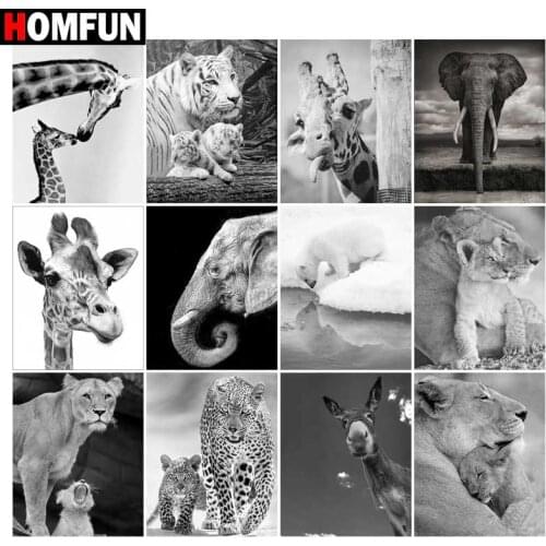 HOMFUN Full Drill Diamond Painting "Animal elephant Giraffe" DIY Picture Of Rhinestone 5D Diamond Embroidery Cross Stitch Decor