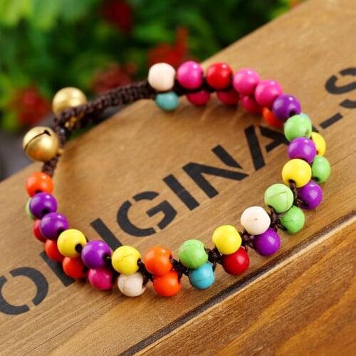 Bohemian Ethnic Style Semi-precious Stone Fashion Woman Bracelet Wax Rope Handmade Beach Style Creative Female Bangle Jewelry