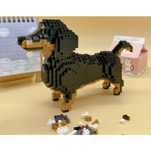 CB Balody 18244 Cartoon Black Dachshund Dog Animal Pet 3D Model DIY Mini Diamond Blocks Bricks Building Toy For Children No Box