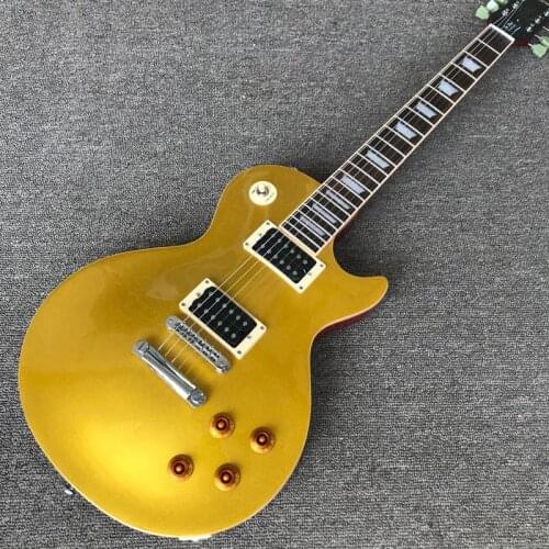 One piece Neck one piece body electric guitar in sunburst ,Upgrade Tune-o-Matic bridge guitar Gold powder color