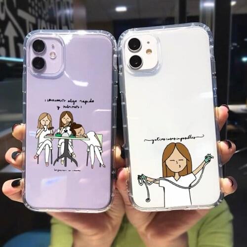 GYKZ Doctor Nurse Medicine Health Heart Phone Case For iPhone 11 Pro 12 XR X XS MAX SE20 7 8 6Plus Clear Soft TPU Cover Fundas