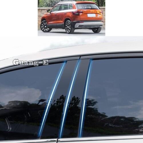 For Skoda Karoq 2017-2021 Car PC Material Pillar Post Cover Door Trim Window Piano Black Molding Sticker Plate Parts