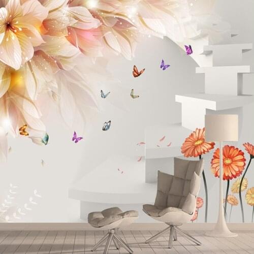Custom House Decor 3d Wallpapers Murals for Living Room Desktop Walls Paper Contact Self Adhesive Floral Stairs Green Rolls Art
