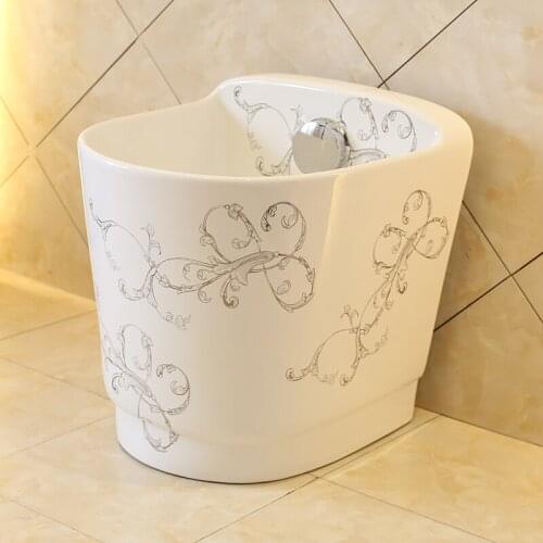 Rain Spring Ceramic Wash Mop Pool Balcony Mop BasinToilet Mop sinks Bucket Automatic Launching