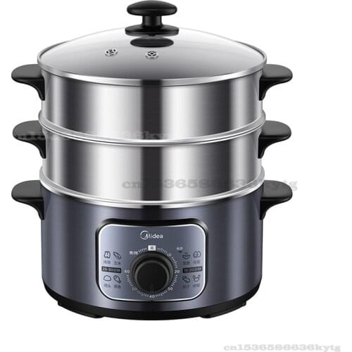 220V/1300W Stainless Steel Electric Steamer Household Large Thickened Three-layer Timing Anti Dry Burning Electric Steamer