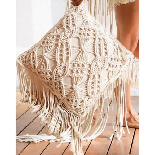 Boho Cushion Cover 40x40cm Cotton Throw Handmade Covers Decorative Pillow Case For Sofa Bed Chair Home Decor With Pillow Core