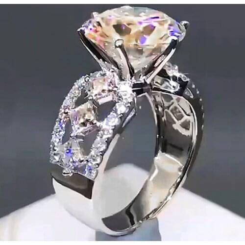 Huitan 2021 Trendy Wedding Jewelry Women Rings Brilliant Cubic Zirconia Crystal Engagement Anniversary Ring for Female Drop Ship