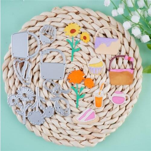 InLoveArts Drink Flowers Cupcake Bag Metal Cutting Dies Afternoon Tea Stencil For Scrapbooking Card Decorative Embossing Craft