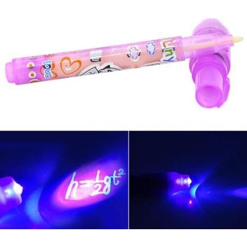 Creative Secret Message Invisible Ink Pen with UV Black Light Kid Student Gift