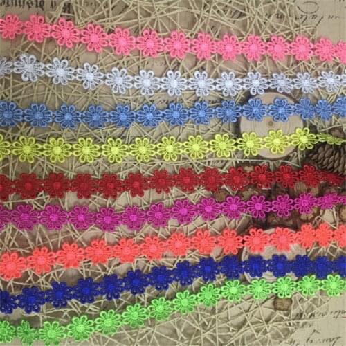 5Colors 15Yards/ lot 2.5cm Daisy Flower Venice Lace Applique Sewing Trims Doll LC0067