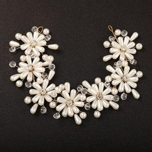 Le liin bridal hair accessories fashion tiara Pearl petals hairband Crystal headband crystal head band