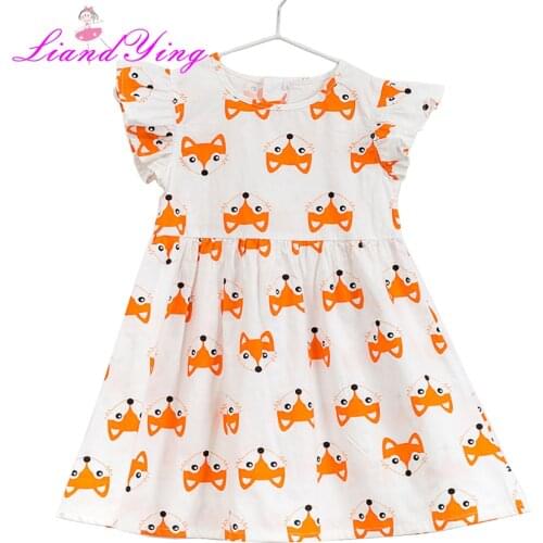 Girls Summer Cotton Dress Kids Clothes 2020 Brand Baby Girl Dress Fox Print Princess Dress Children Clothing