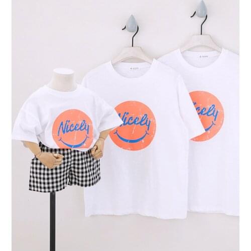 Summer Mother and Daughter Clothes T-shirt Casual Letter Short Sleeve Tops for Dad and Son Kids Clothing Matching Family Outfits
