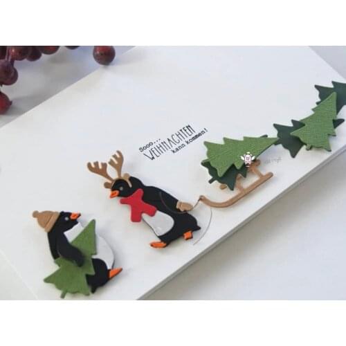 Mmao Crafts Metal Steel Cutting Dies New Christmas penguin sleigh Stencil For DIY Scrapbooking Paper/photo Cards Embossing Dies
