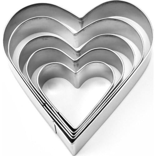 5 Pcs/10 Pcs Heart Shaped Cookie Molds Set Sweet Baking Stainless Steel Moulds Cutter for Cooking Baking Sugar Paste