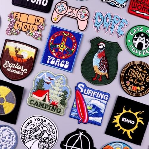Wilderness Patch Iron On Patches On Clothes Stripes Badge Patches For Clothes Camping Patch Embroidery For Clothing DIY Decor