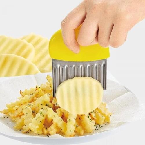Stainless Steel Potato Chips Slicer Carrot Vegetable Crinkle Wavy Chopper Cutter Blade French Fry Slicer Kitchen Accessories